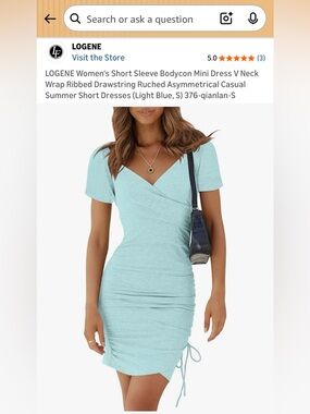 Light teal / Aqua Ruched Women's Dress